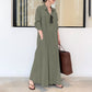 👗 50 % RABATT JUST NU! ✨ Lång enfärgad klänning med långa ärmar – minimalistisk design, mjukt tyg och perfekt för en stilren vardagslook 🌸