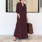 👗 50 % RABATT JUST NU! ✨ Lång enfärgad klänning med långa ärmar – minimalistisk design, mjukt tyg och perfekt för en stilren vardagslook 🌸
