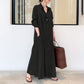 👗 50 % RABATT JUST NU! ✨ Lång enfärgad klänning med långa ärmar – minimalistisk design, mjukt tyg och perfekt för en stilren vardagslook 🌸