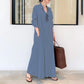 👗 50 % RABATT JUST NU! ✨ Lång enfärgad klänning med långa ärmar – minimalistisk design, mjukt tyg och perfekt för en stilren vardagslook 🌸
