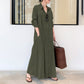 👗 50 % RABATT JUST NU! ✨ Lång enfärgad klänning med långa ärmar – minimalistisk design, mjukt tyg och perfekt för en stilren vardagslook 🌸
