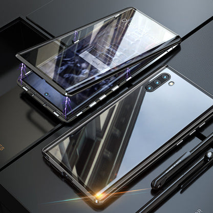 Magnetiskt dubbelsidigt telefonväska i härdat glas för Samsung