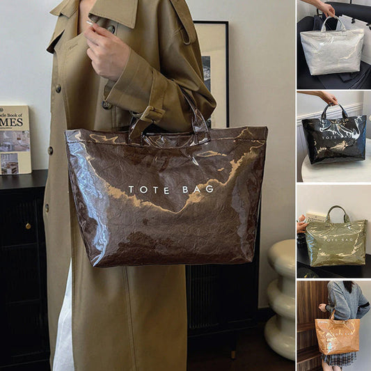 🎁 Nyårserbjudande 50 % RABATT 💖 Vintage-tote bag för damer med bokstavstryck