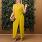 🌸Tidsbegränsat erbjudande: 50 % rabatt🌸Enfärgad, ledig jumpsuit med V-ringning och knytdetalj för dam