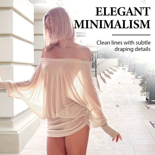 👗✨ Modig plisserad kjol med bar axel – tidlös minimalistisk stil, figursmickrande snitt, bekväm hela dagen! ✨👗