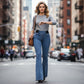 🔥Högmidjade stretchiga flare-jeans för damer