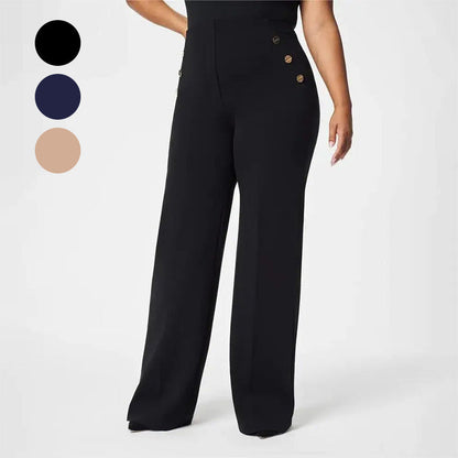 👖Damers Plusstorlek, Hög Stretch, Hög Midja, Vida Byxor