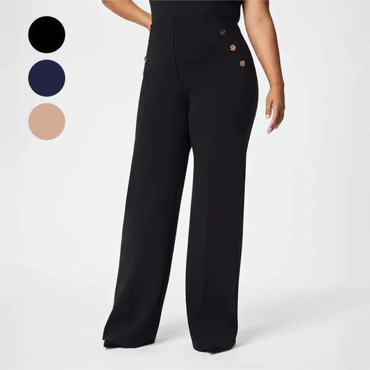 👖Damers Plusstorlek, Hög Stretch, Hög Midja, Vida Byxor