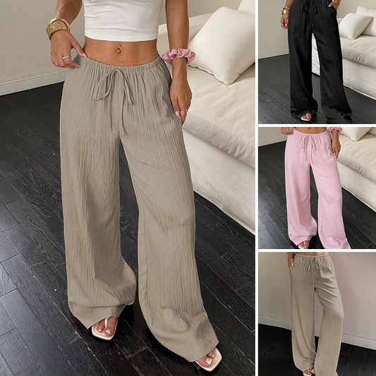 👖 50% RABATT! ✨ Mångsidiga Enfärgade Byxor med Vida Ben – Bekväm passform, Tidlös stil & Lätt att kombinera 💫