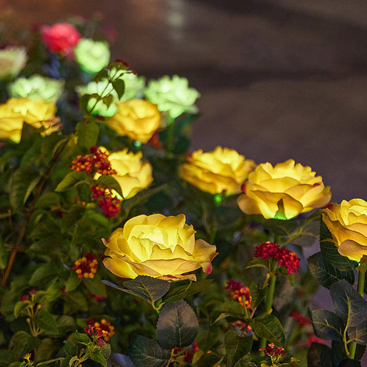 🌞 Solcellsdriven 🌹 rosformad marklampa