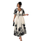 👗 55% RABATT NU! 🌿 Mjuk Klänning i Botaniskt Mönster med V-ringning & Medellång Kjol – Elegant, Lätt & Mångsidig För Alla Tillfällen 🌸