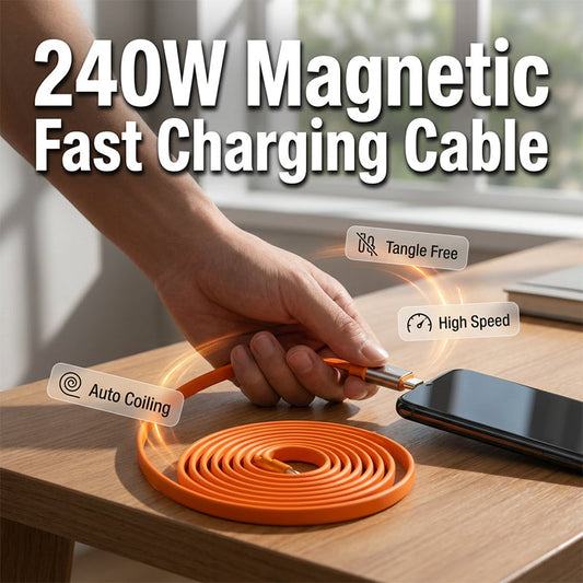 🚨Tidsbegränsat erbjudande! 240 W magnetisk självupprullande Type-C-kabel