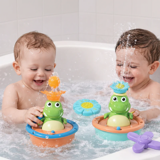 🐸🐊 Elektrisk badleksak i form av en krokodil och en groda, med vattensprutfunktion💦