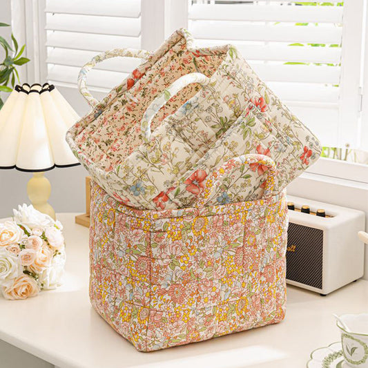 🌸 50% RABATT NU! 🧺 Bärbar Förvaringskorg för Blommigt Tyg – Lätt, Vikbar & Perfekt För Organisering Av Leksaker, Tvätt & Filtar Hemma 🏠