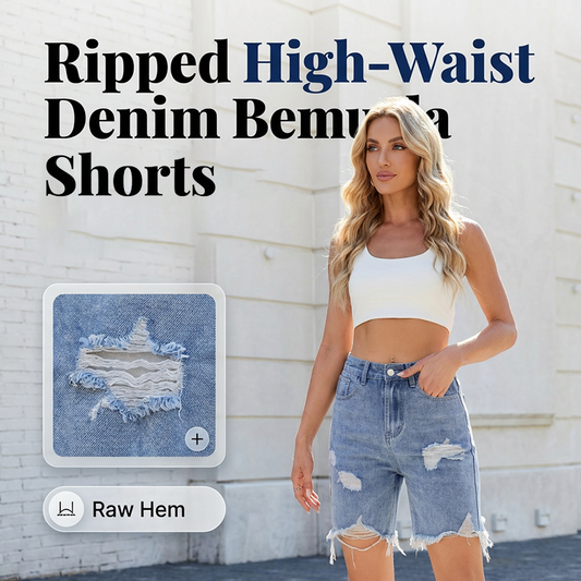 🔥Bermudashorts i slitna jeans i hög midja för dam