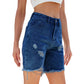 🔥Bermudashorts i slitna jeans i hög midja för dam