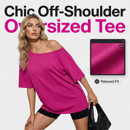 Oversized T-shirt med bar axel för damer