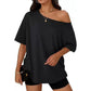 Oversized T-shirt med bar axel för damer