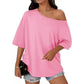 Oversized T-shirt med bar axel för damer