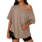 Oversized T-shirt med bar axel för damer