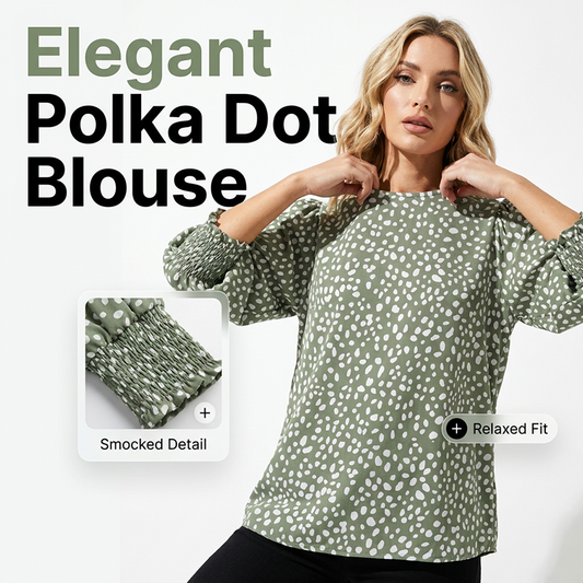 Casualblus med prickmönster och 3/4-ärmar för dam