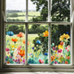💐 Hot Rea 50% rabatt💞Fönsterdekal med färgglad blombukett🖼️(Klipp till storlek fritt)