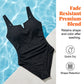👙🌸 Tummy control badklänning med ribbad textur och rynkning