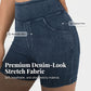 Damshorts i stretchig denim med hög midja