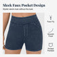 Damshorts i stretchig denim med hög midja