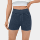 Damshorts i stretchig denim med hög midja